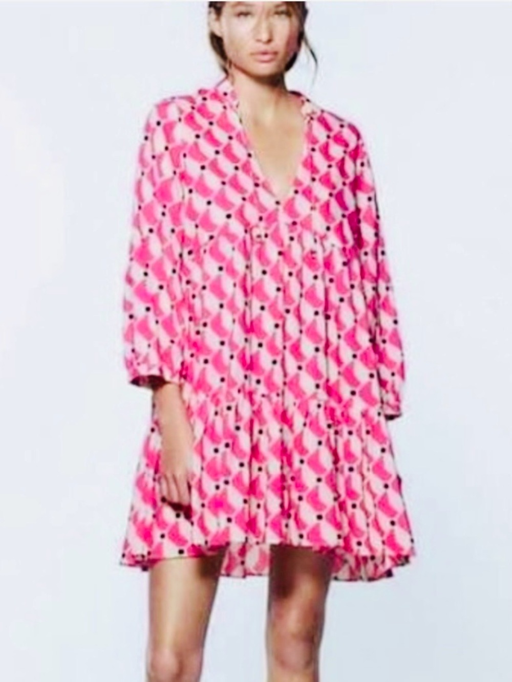 ZARA Super Cute Pink Geometric Print Mini Dress